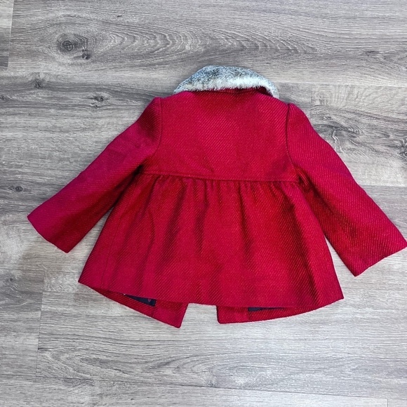 Cherokee Red Dress Coat with Faux Fur Collar 2T - Picture 8 of 10